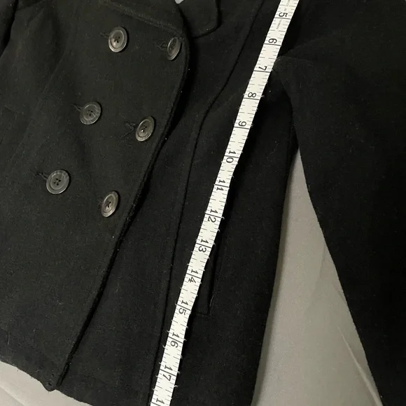 Girls or Boys Old Navy Peacoat Coat Jacket Small 6-7 Black Button Up Wool - Picture 6 of 6